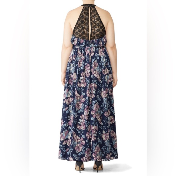 Marchesa Notte Blue Floral Halter Maxi Dress size 4 - Picture 6 of 7